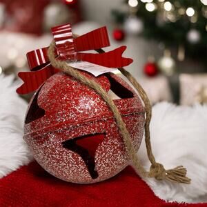 Kirkland’s Home Jumbo Metal Christmas Jingle Bell 10.5”x8”x8”NWT Red